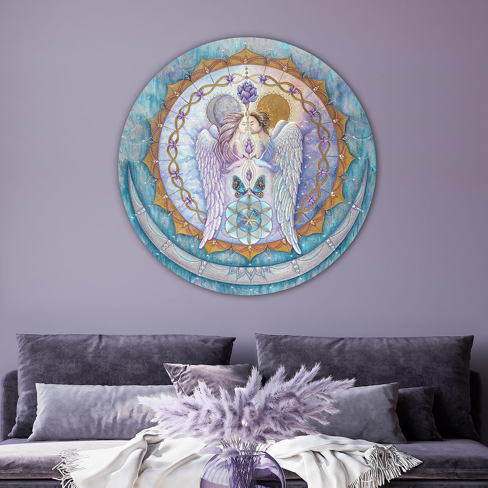 "БЛИЗНЕЦОВЫЕ ПЛАМЁНА" круглый холст