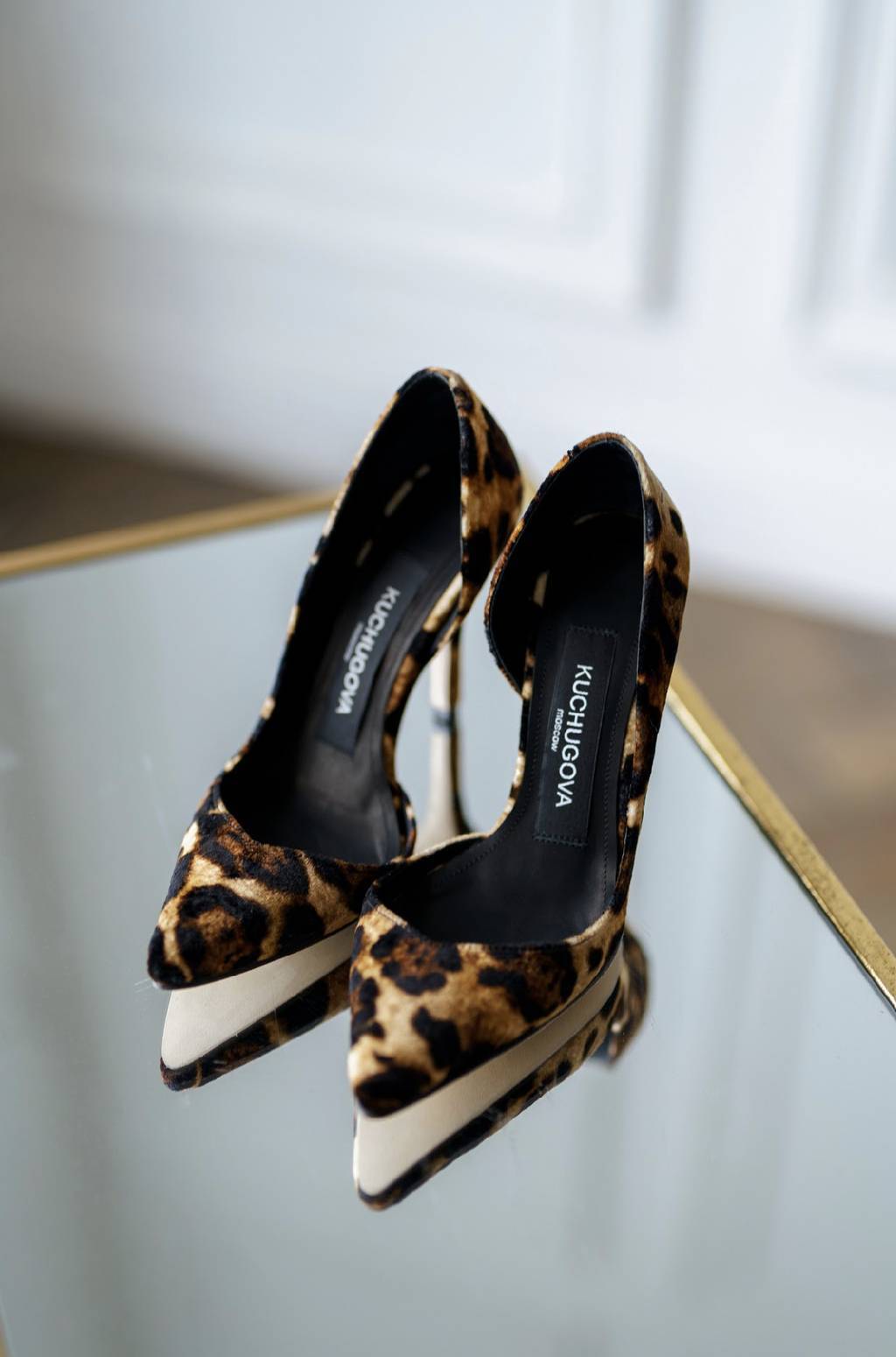 Туфли из шёлкового бархата  леопард