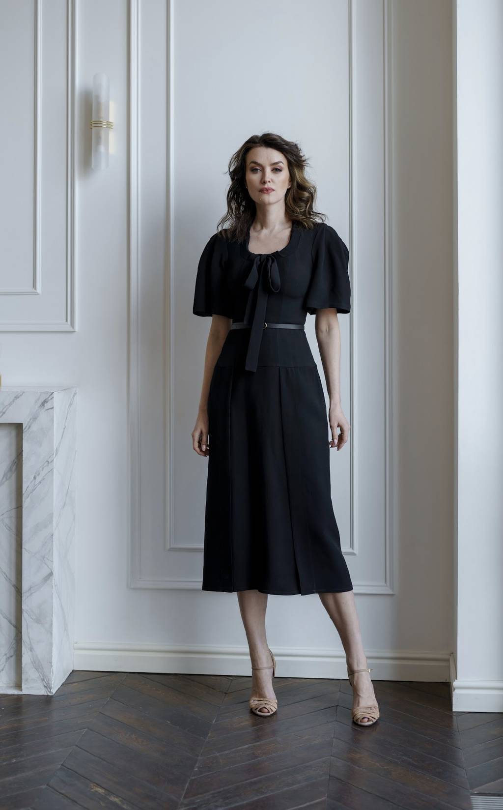 Платье с бантом из шёлкового крепа