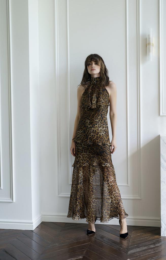 Платье леопард из шифона
