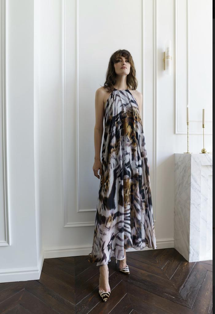 Платье из шифона принт тигр