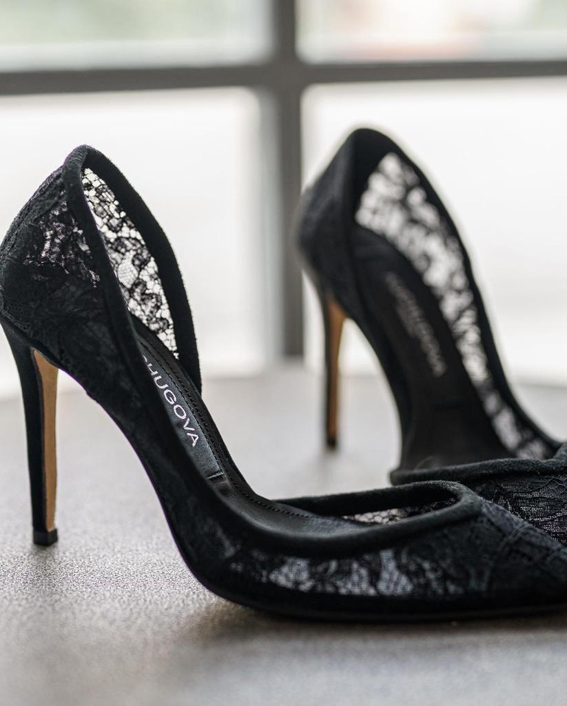 Кружевные туфли из гипюра чёрные