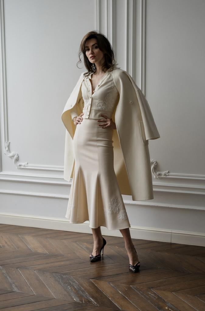 Пальто айвори из кашемира