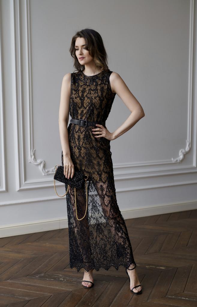 Арт.110070 платье пайетка бисер черные