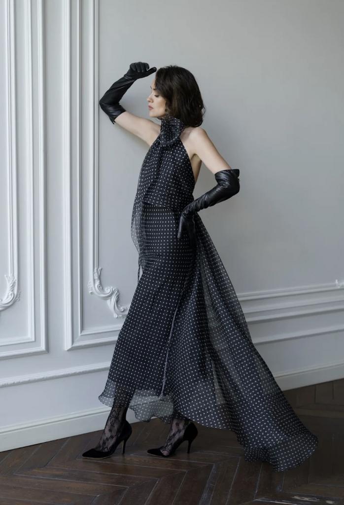 Арт 110106 платье из шелковой органзы гороховое