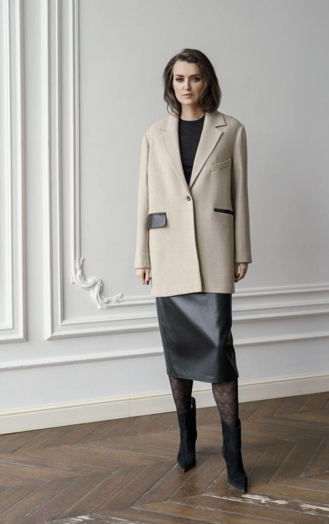 Арт 210015 пиджак из кашемира с кожаными клапанами