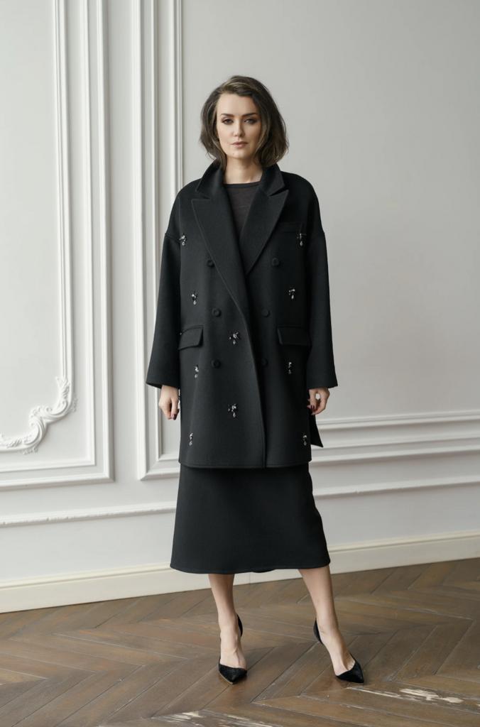 Арт 111047 пальто со стразами