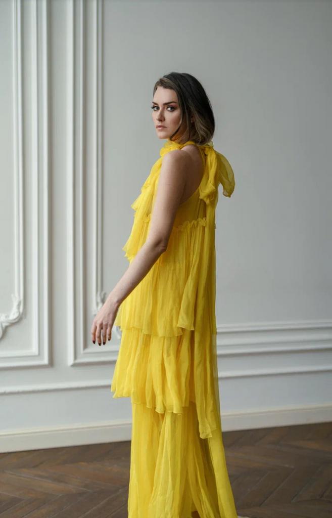 Арт 111041 платье шифоновое желтое