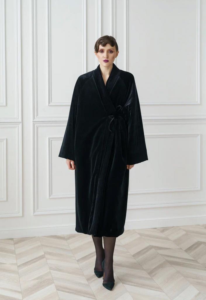 Арт 111034 бархатное пальто на шерстипоне