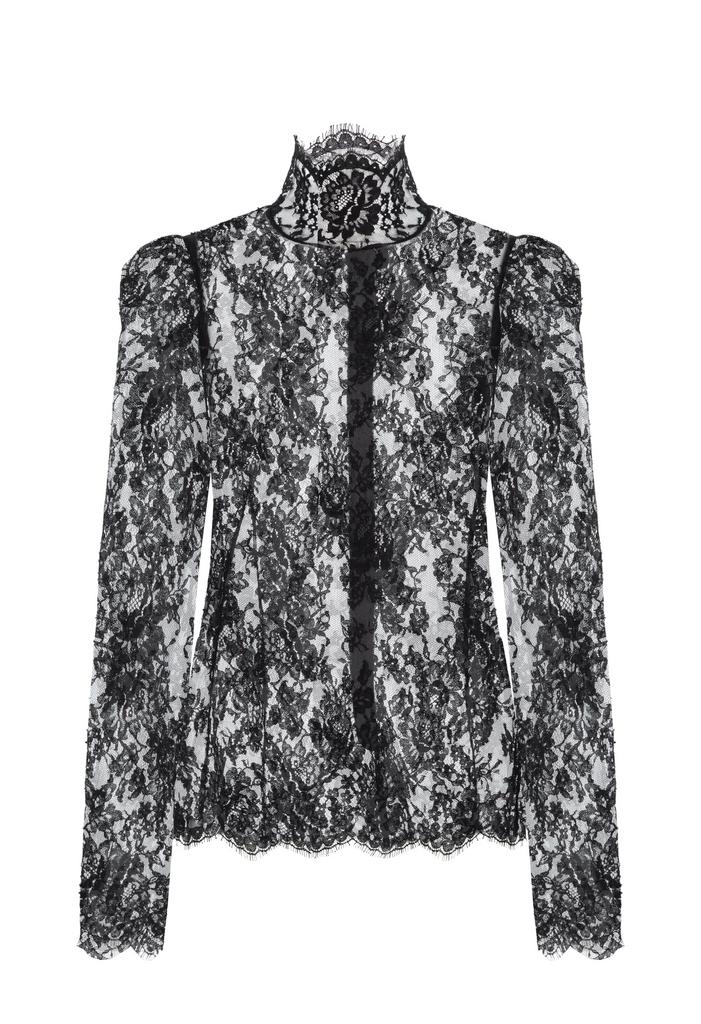 кружевная блуза черная