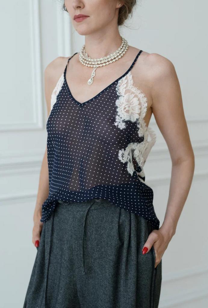 майка горох с кружевом