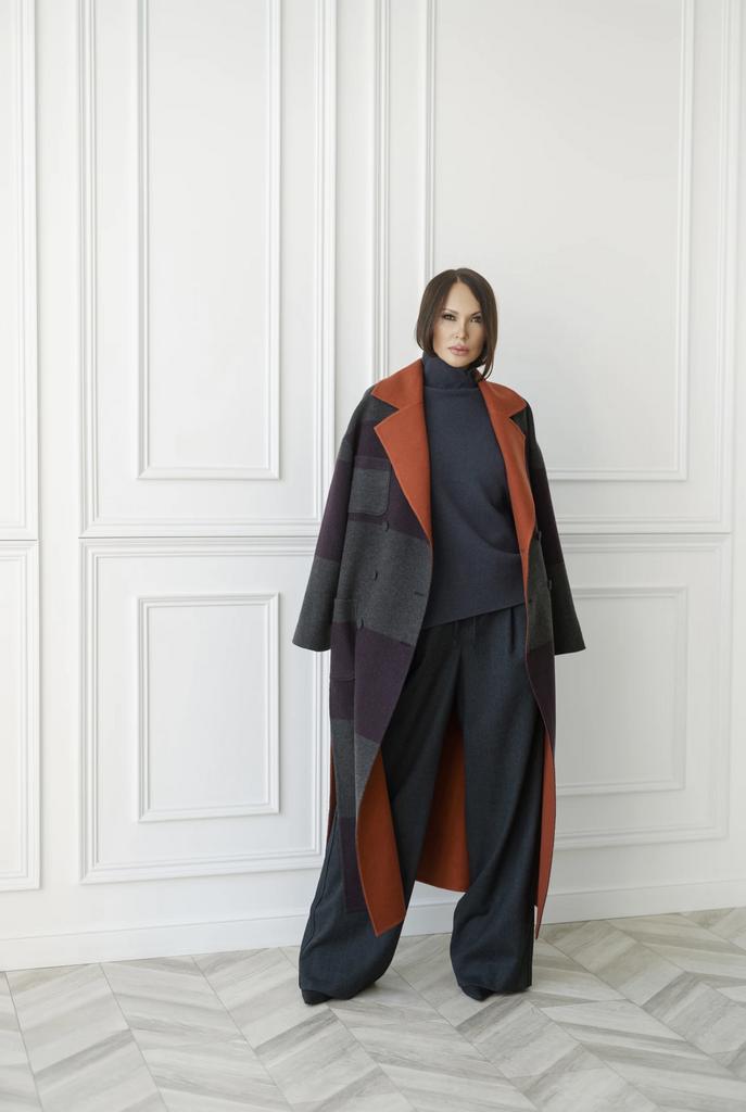 Пальто из полосатого беби кашемира