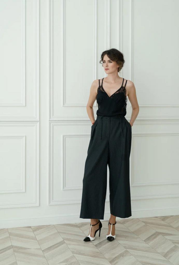 Брюки кюлоты в полоску