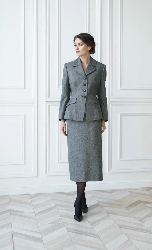 Жакет светло-серый в стиле ретро