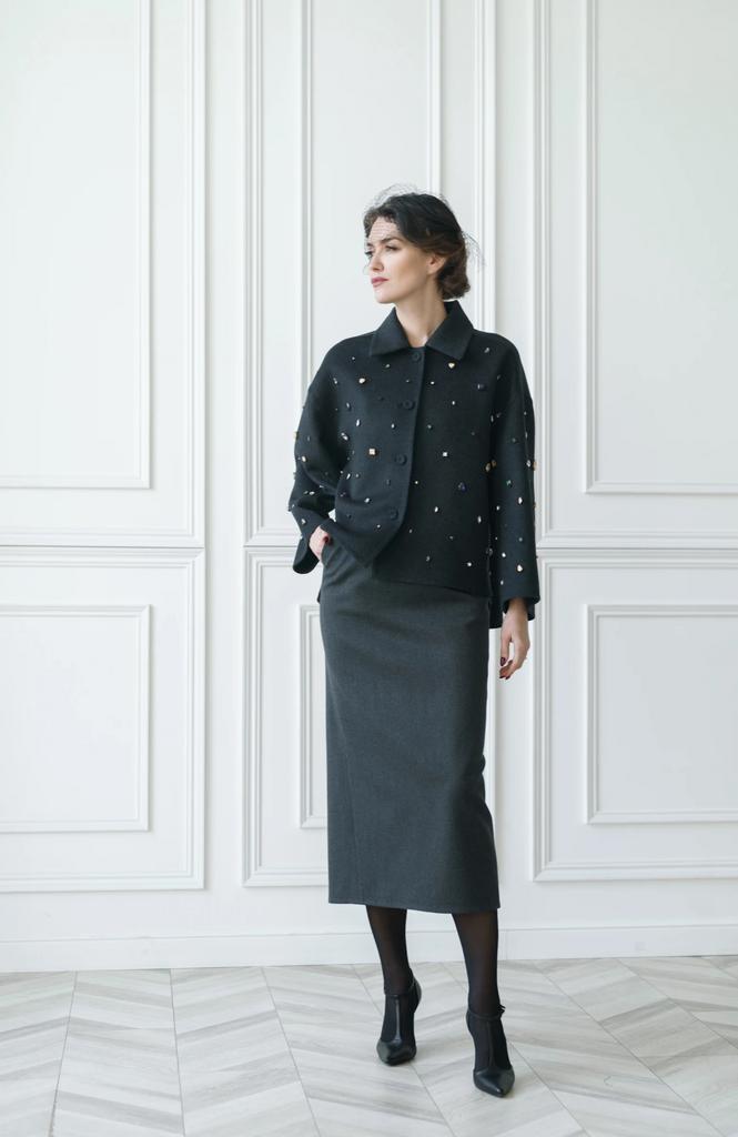 Кашемировая рубашка со стразами