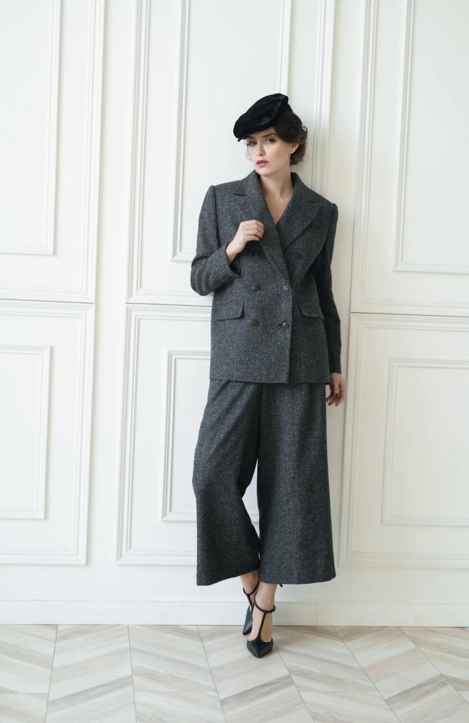 Брюки кюлоты серые