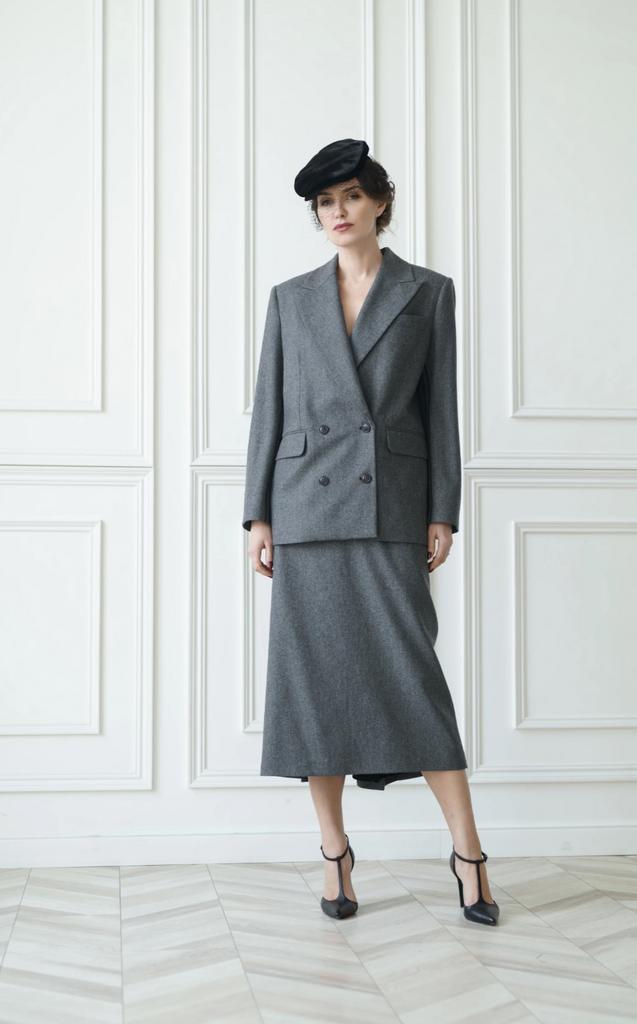 Пиджак прямого кроя серый