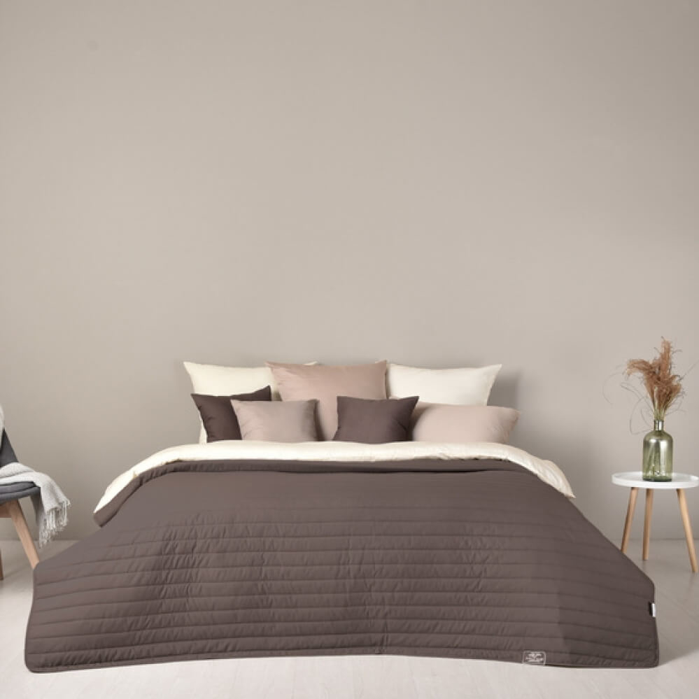 стеганое покрывало на кровать шоколад - беж фото 1