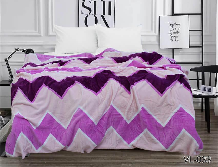 плед велсофт зигзаг фиолетовый и сиреневый