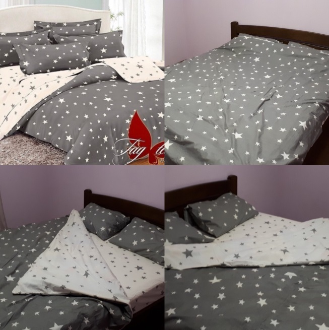 Фото отзывы постельного белья из поплина Tag Tekstil звездочки на сером фото 1