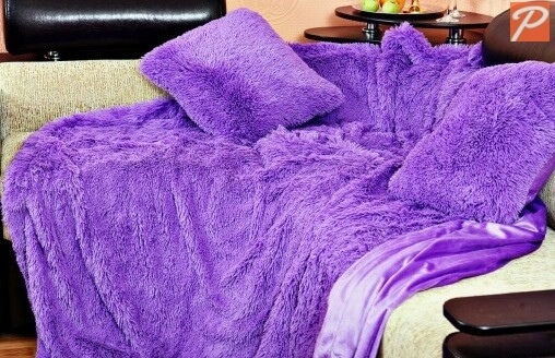 плед-покрывало травка сиреневого цвета