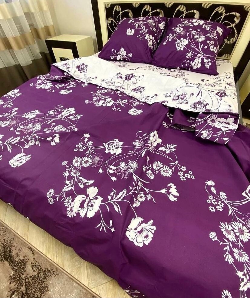 фиолетовое постельное белье с цветами фото 1