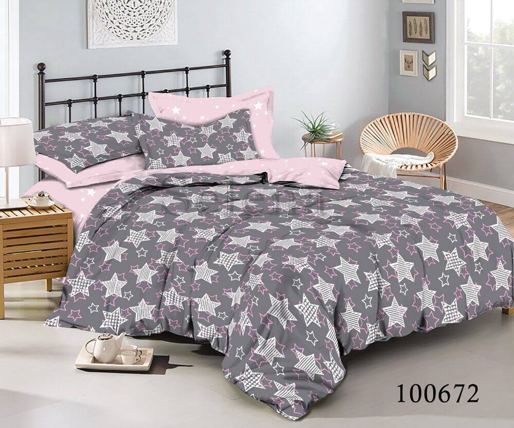 серое постельное белье звездочки 100672