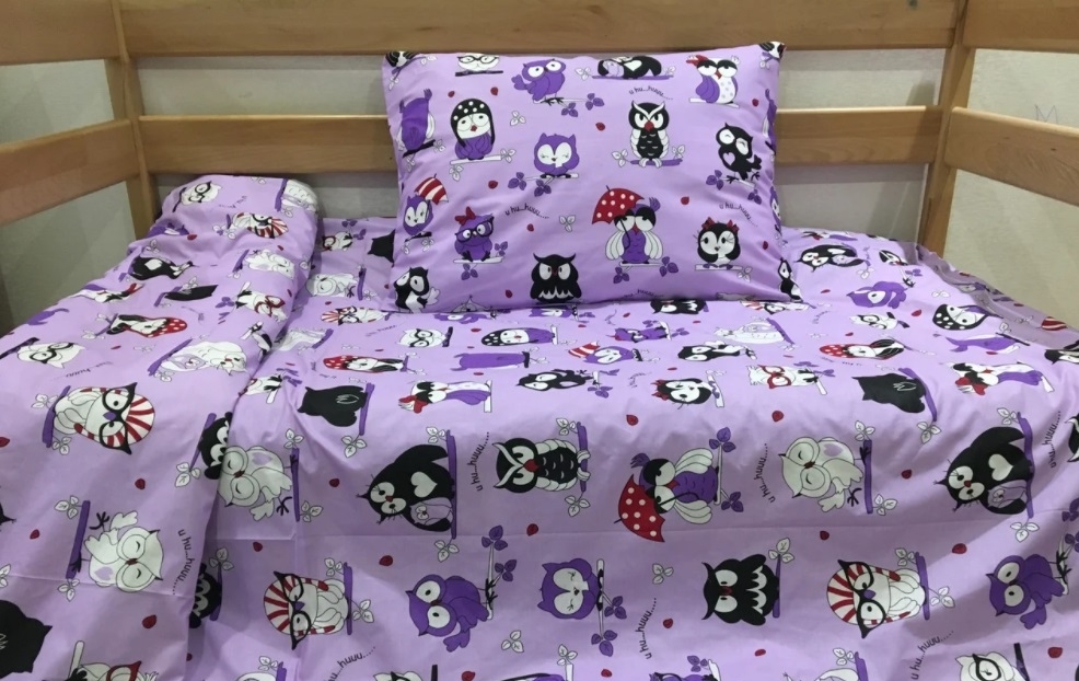 постельное белье совы на сиреневом
