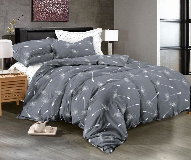 постельное белье одуванчики на сером