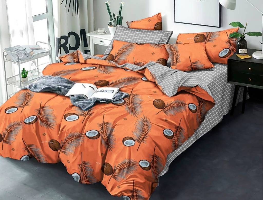 оранжевое постельное белье кокос