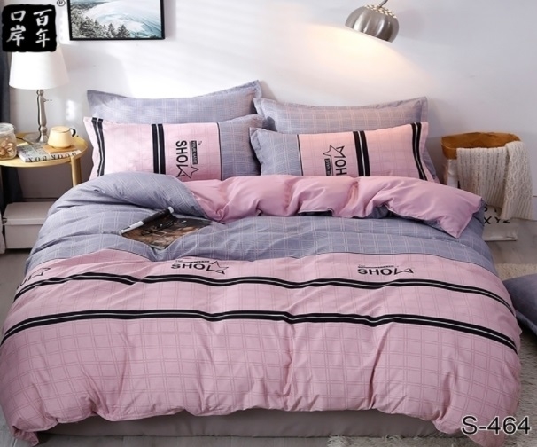 постельное белье сатин серо-розового цвета S 464