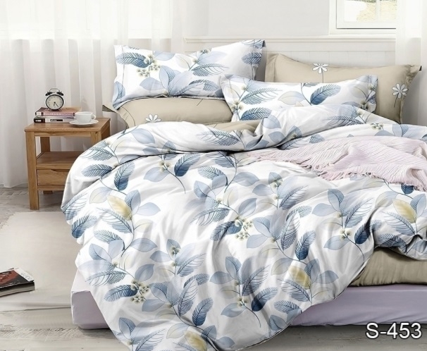 постельное белье сатин с листиками S 453