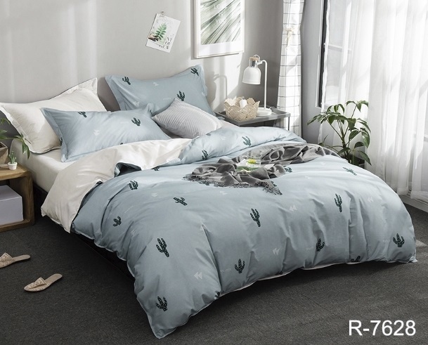постельное белье серого цвета с кактусами