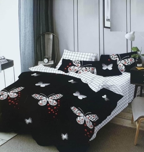 постельное белье черного цвета с бабочками