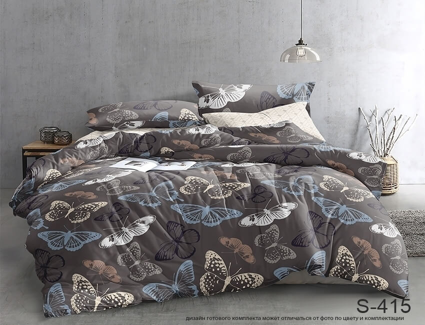 постельное белье сатин коричневого цвета с бабочками