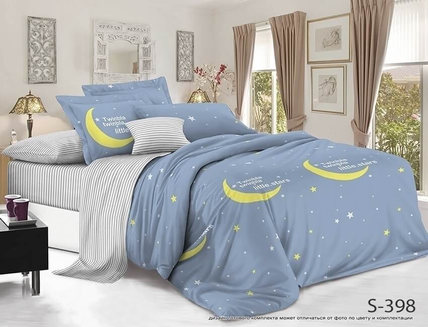 постельное белье сатин с луной и звездами