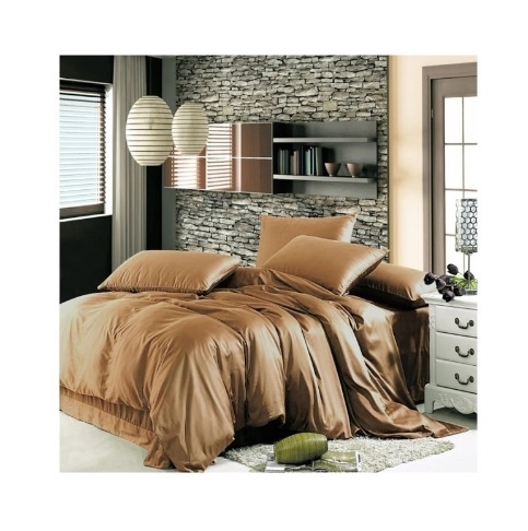 однотонное постельное белье сатин карамельного цвета