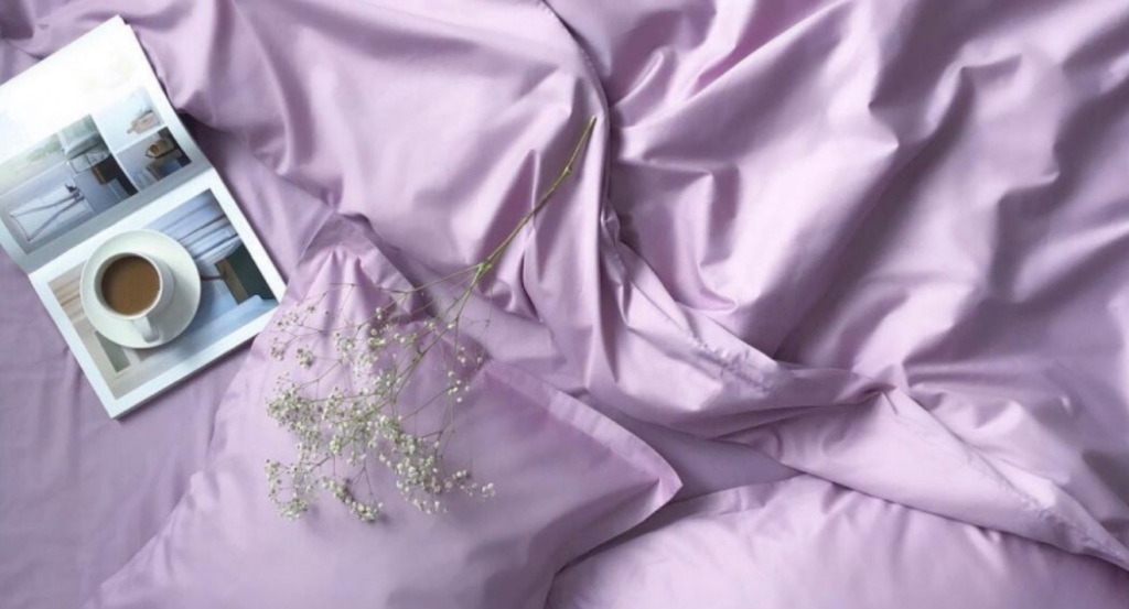 однотонное лиловое постельное белье сатин фото 3