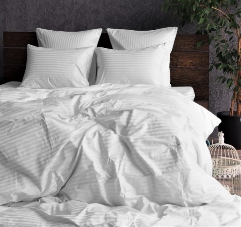 постельное белье страйп-сатин белого цвета "белоснежный" фото 1