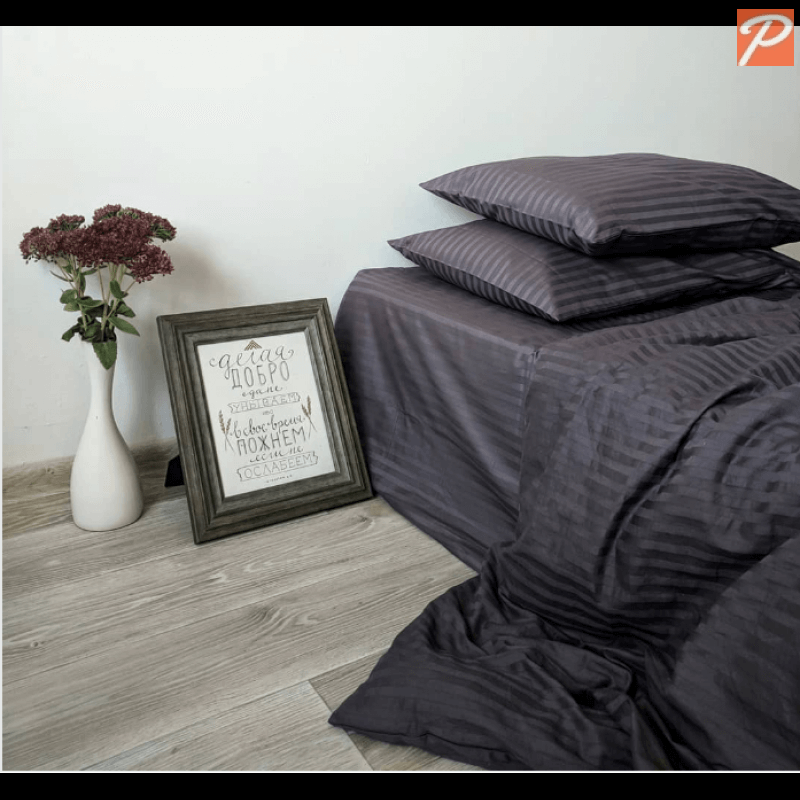 Graphite, графит, страйп-сатин постельное белье фото 1