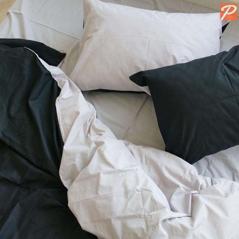 однотонное постельное белье черно-белое из ткани поплин Lux