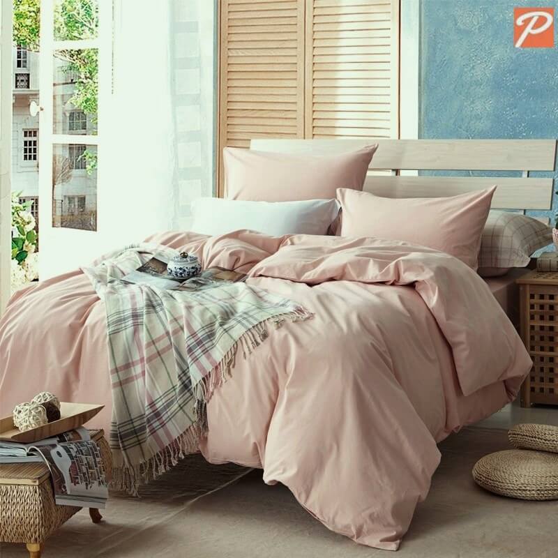 однотонное постельное белья пудрового цвета из ткани поплин Lux