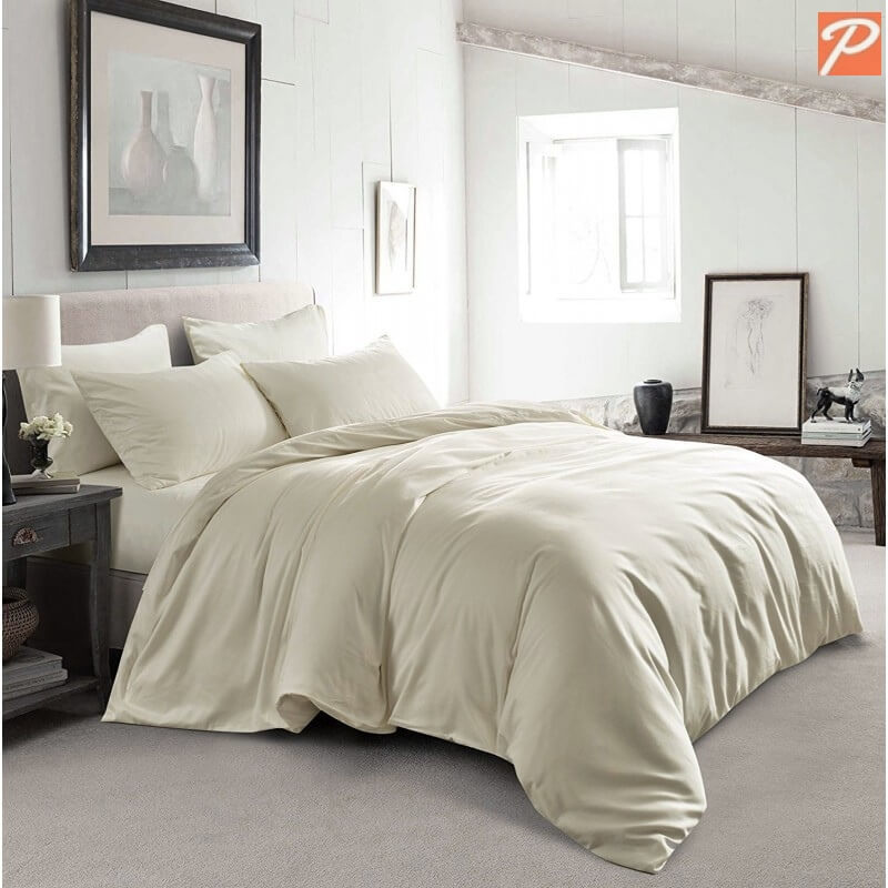 Cream однотонное постельное белье цвета слоновой кости из поплина Lux