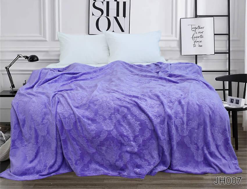 плед на кровать фиолетового цвета с тиснением JH007 фото 1