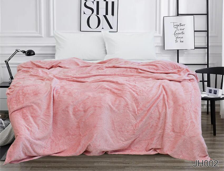 плед на кровать велсофт тиснение цвет пудра фото 1