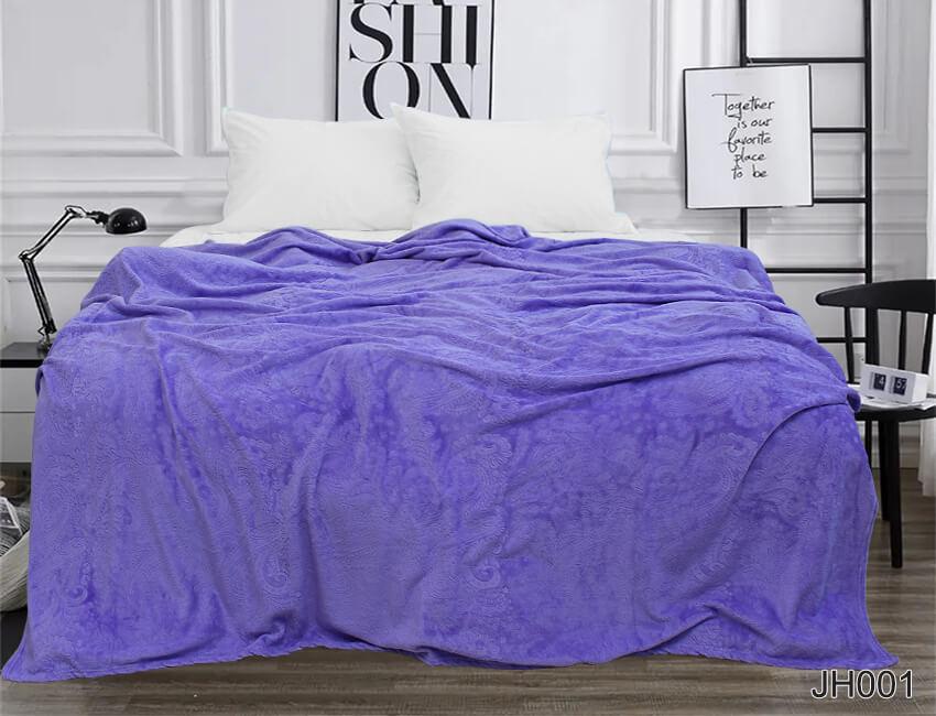 фиолетовый плед на кровать велсофт тиснение фото 1