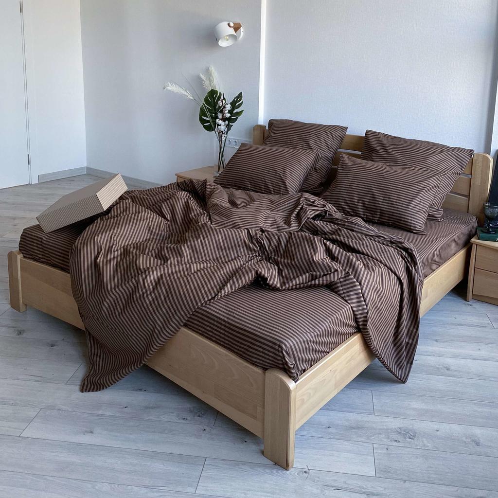 Постільна білизна смужки на коричневому фото 1