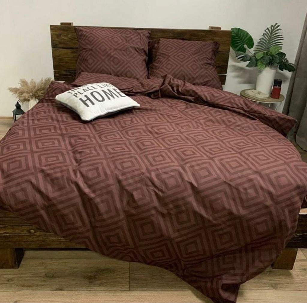 постільна білизна ромби на коричневому фото 1
