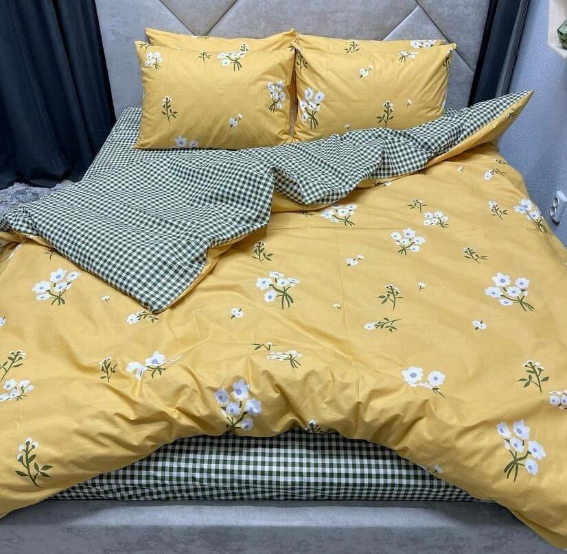 постільна білизна ромашки на жовтому