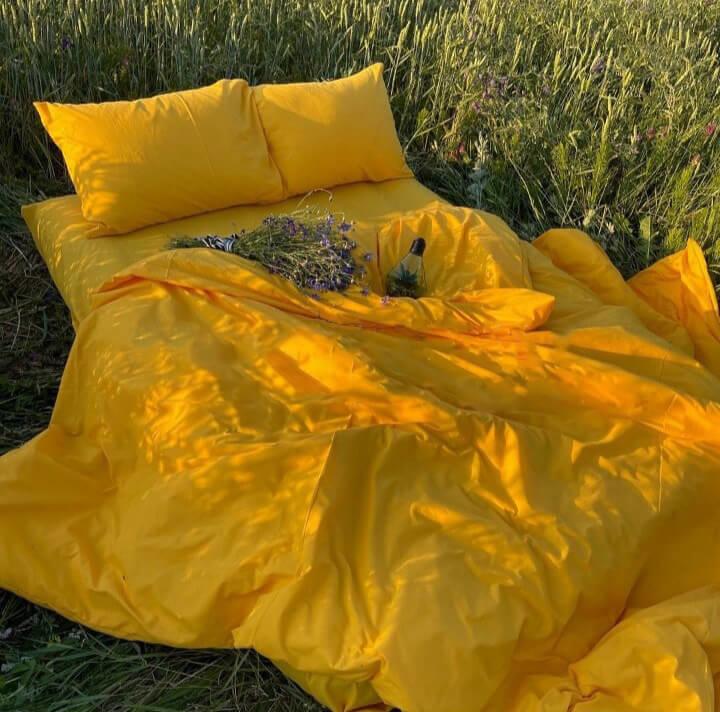 жовта однотонна постільна білизна бязь